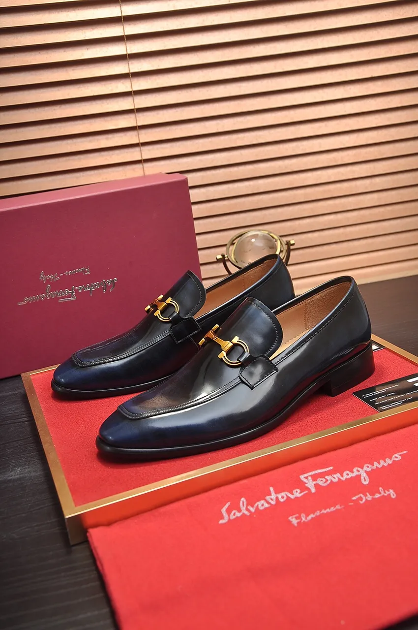 Men's shoes 💰500💶[Ferragamo/Ferragamo] The latest model in the counter. Original imported high-quality cowhide with open edges + imported 🐂 water-dyed cowhide lining + original luxury metal buckle + original combined outsole. Comparison without pressure 38--45 (45 is custom-made and cannot be returned or exchanged)